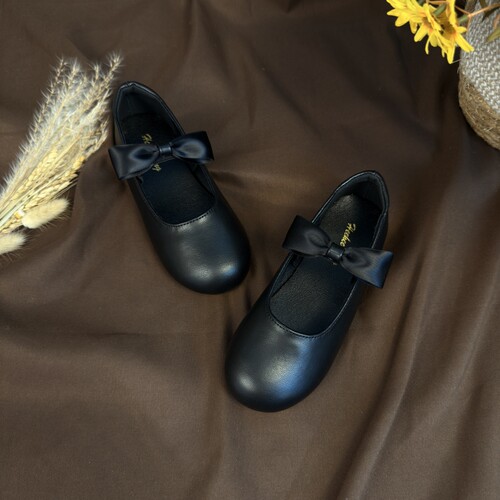女童黑色皮鞋春秋新款软底芭蕾鞋