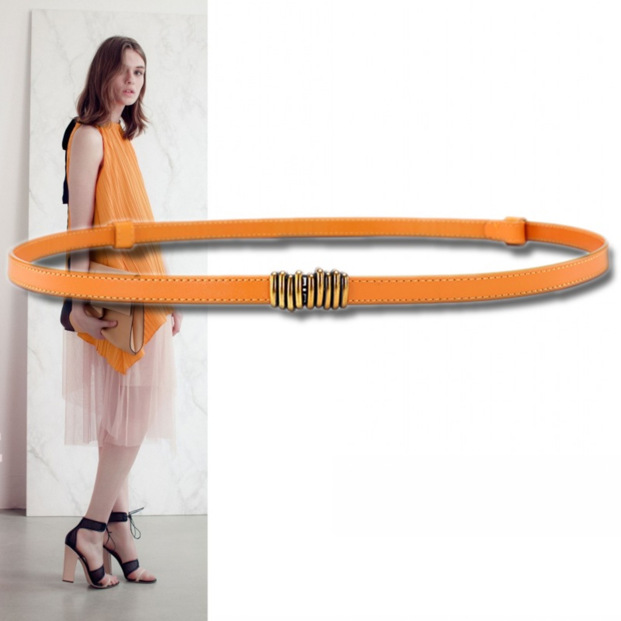 腰带二层牛皮女通勤OL上班