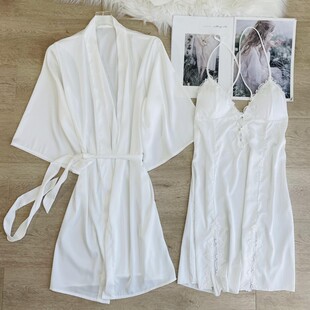 冰丝绸2022年新款 春秋款 吊带两件套小性感睡衣睡 薄款 睡裙女夏季