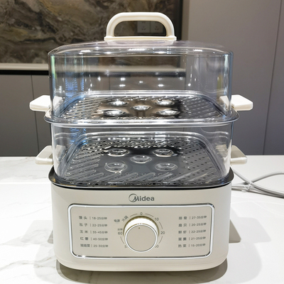 美的可做电火锅双层不锈钢电蒸锅