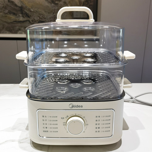 美的可做电火锅双层不锈钢电蒸锅