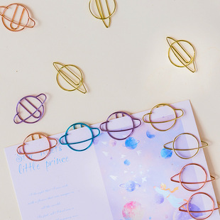 星球创意曲别针办公收纳可爱回纹针手帐学生用彩色金属电镀回形针