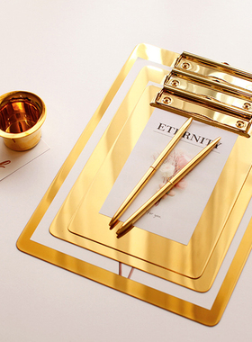 不锈钢文件夹板餐厅酒店菜单板夹北欧ins书写板办公文具写字垫板