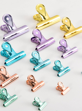 创意水滴夹子文具金属不锈钢电镀长尾夹燕尾夹文件收纳票夹办公