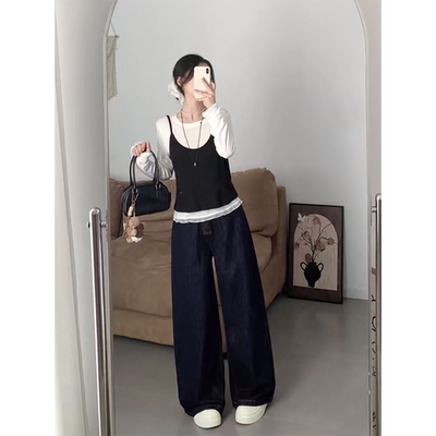 甜美小众蕾丝花边立领长袖打底衫