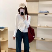 显瘦正肩基础款 小个子打底衫 春秋冬季 长袖 圆领叠穿2025新款 纯棉女