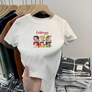 纯棉t恤女短袖2026早春新款正肩修身韩系chic别致设计感百搭上衣