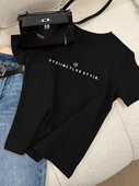 修身 纯棉黑色短袖 正肩显瘦上衣 新款 欧货体恤小衫 t恤女装 2025夏季