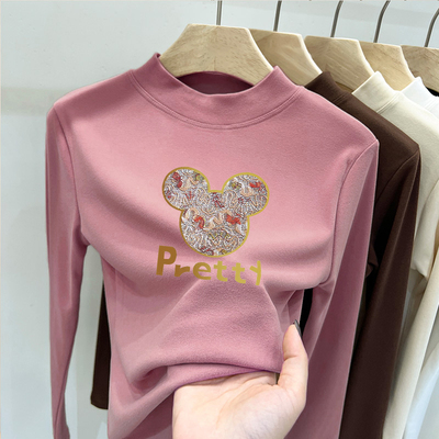 长袖打底衫女小立领2023新款外穿