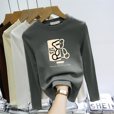 欧货双面德绒长袖T恤女打底衫