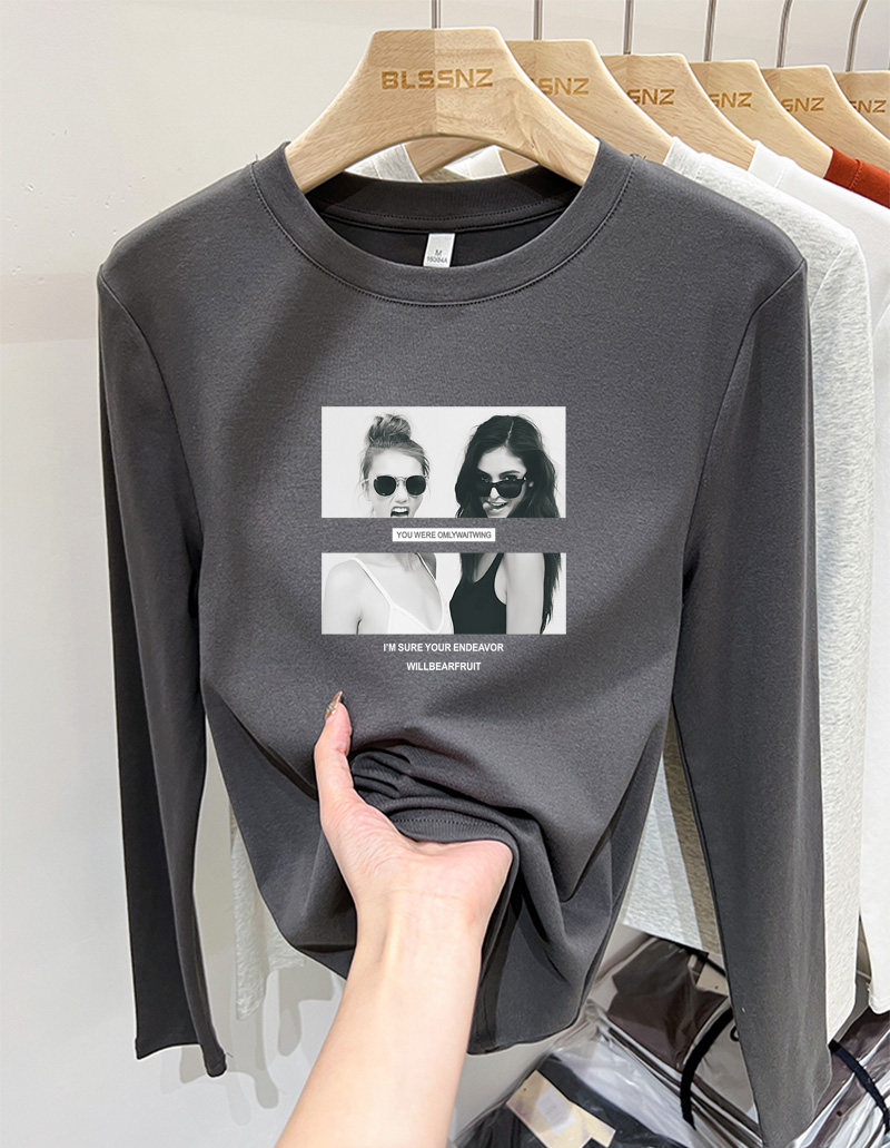 正肩德绒长袖t恤女修身时尚百搭洋气圆领美拉德打底衫上衣秋冬季,女装/女士精品,T恤,淘宝优惠券,粉丝福利购,淘宝优惠卷