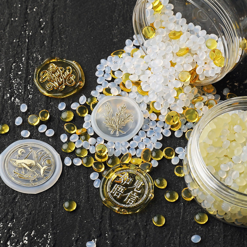 透明鲛人泪火漆蜡粒 火漆印章手账封印信封请柬 瓶装密封蜡