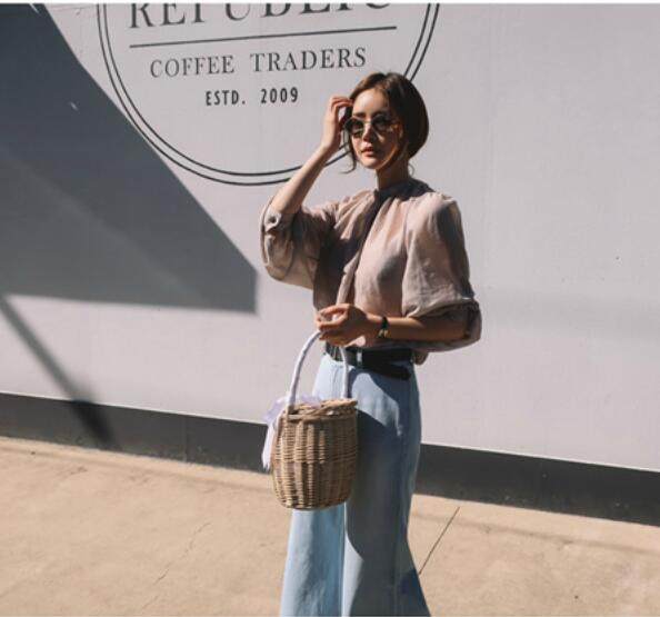 现货Partysu 韩国正品女装优雅套头蓬蓬袖新款衬衫夏