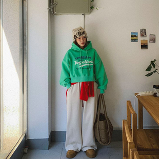 休闲裤 Cmy 慵懒系满分系带松紧腰设计卫裤 女装 korea韩国代购