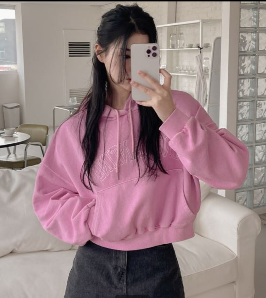 少女樱花粉字母连帽卫衣外套