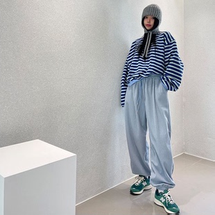 2025春坑条纹三色入休闲裤 现货Cmy 东大门 女装 女 korea韩国正品