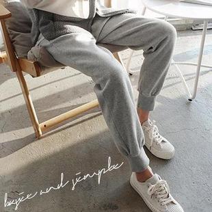 冬慵懒斜口袋抽绳设计松紧腰运动休闲裤 韩国女装 korea 现货Cmy
