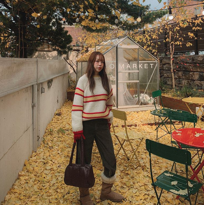 现货Cmy korea韩国代购女装 撞色套头毛衣百搭时尚款针织衫