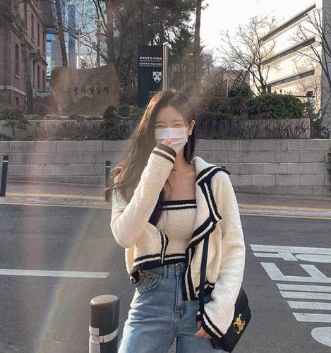 狠温柔韩风两件套毛毛针织衫衫