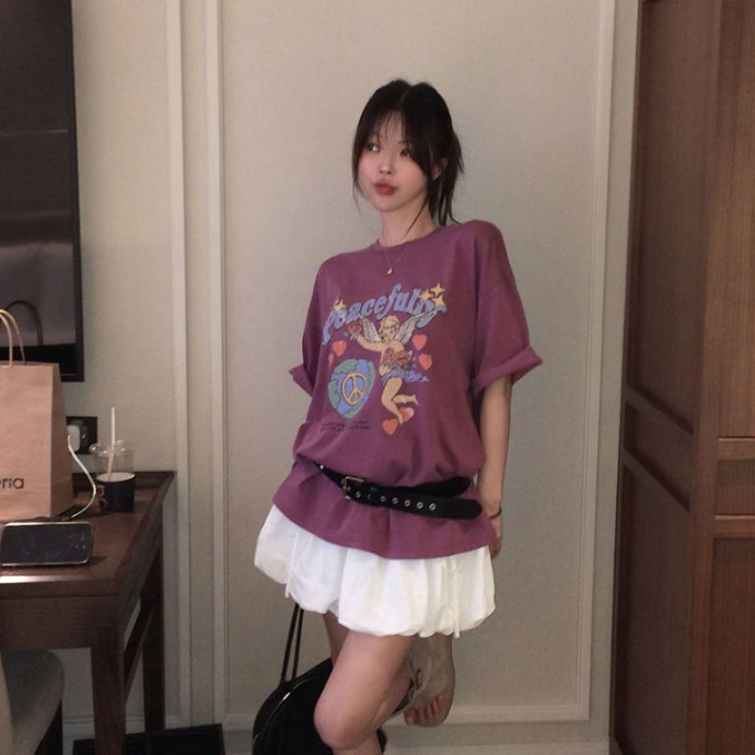 松紧腰显瘦腰带设计半身裙中裙