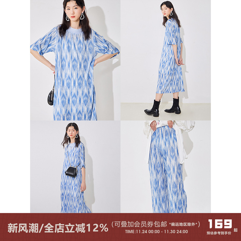 有耳原创设计真的好看印花连衣裙