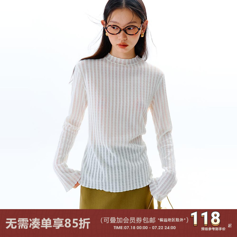 有耳uare白色蕾丝针织打底衫上衣