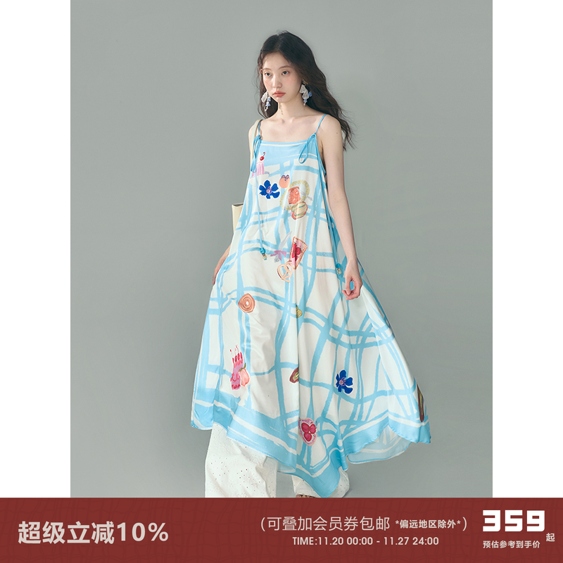 有耳uarex膨胀面包印花连衣裙