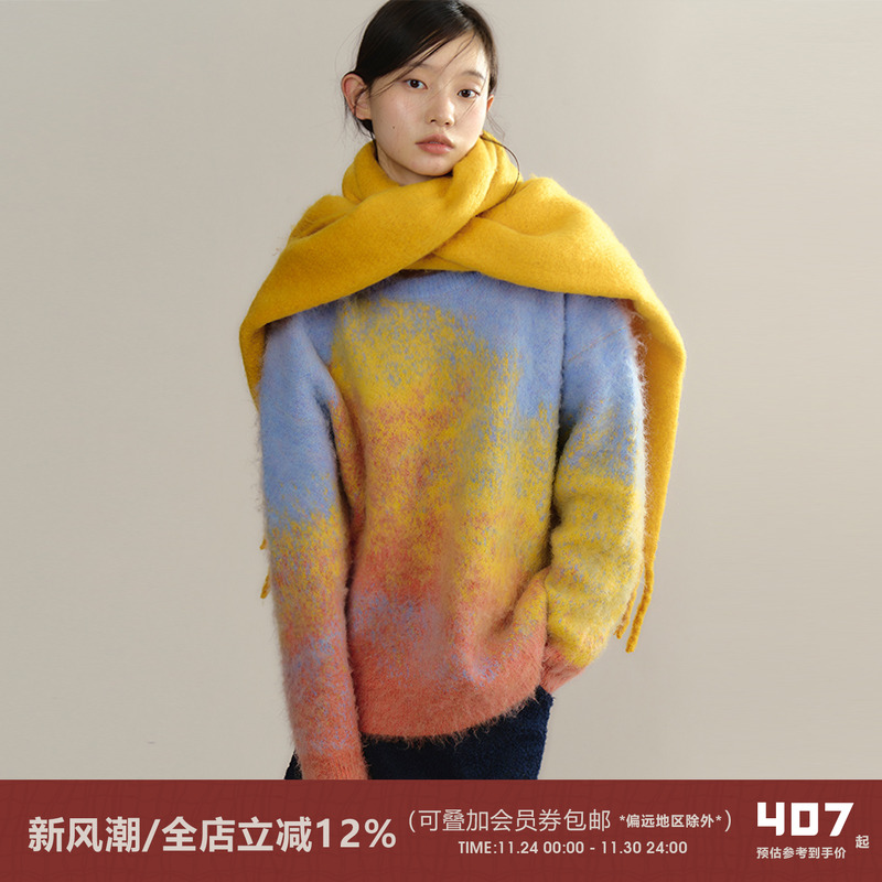 有耳uare原创火烧云羊毛马海毛衣