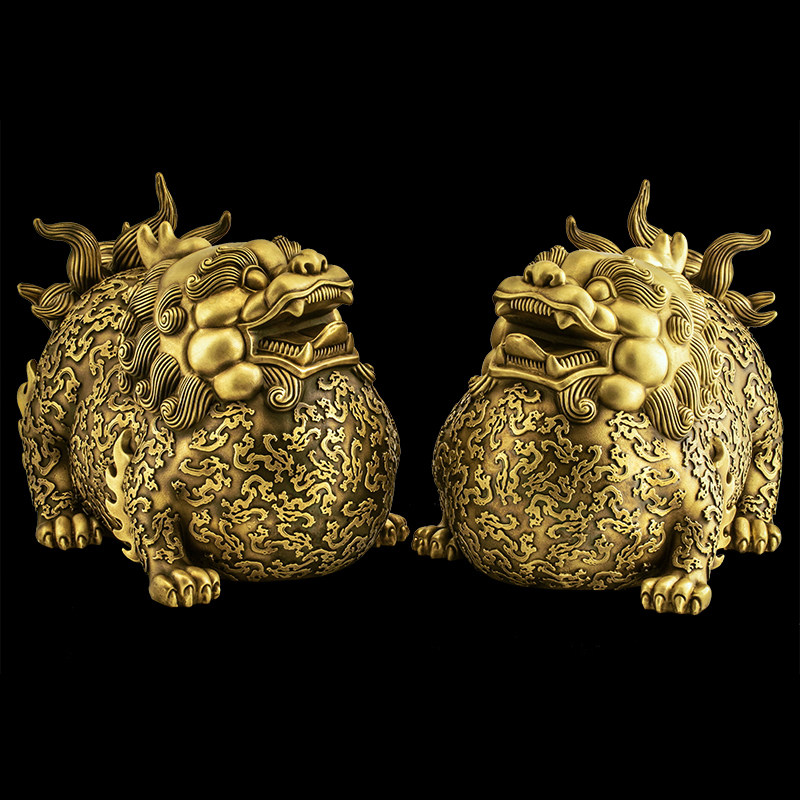 纯铜貔貅摆件镇宅招财大肚子貔恘皮丘一对公母家居客厅玄关礼物大