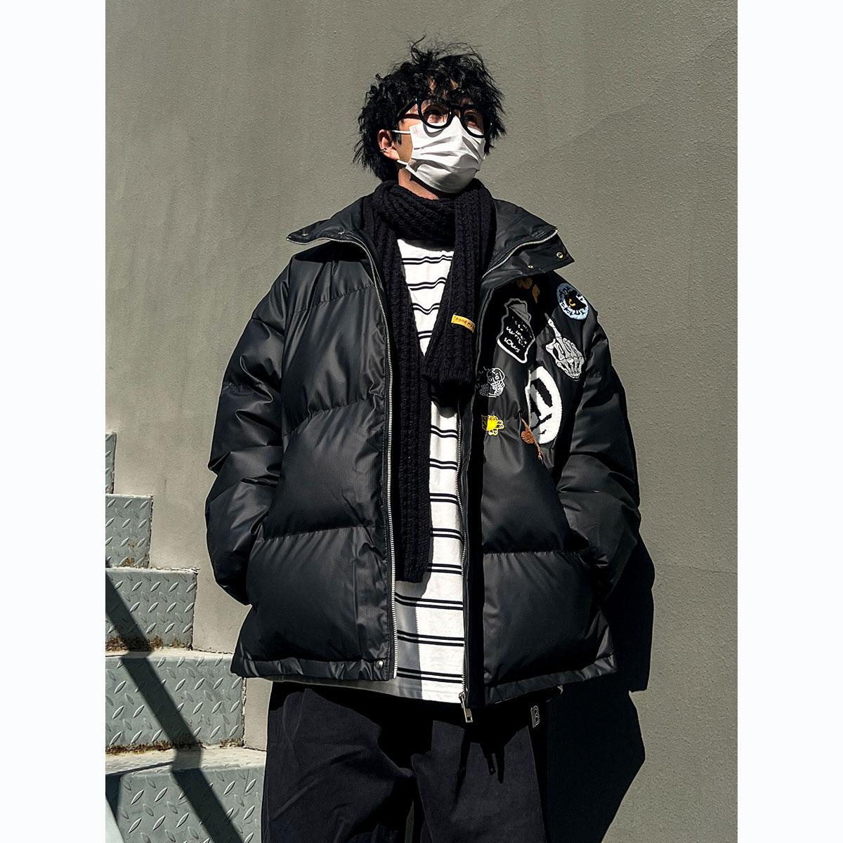 冬季美式潮牌刺绣加厚羽绒棉服男士潮流宽松情侣学生PU皮棉衣外套