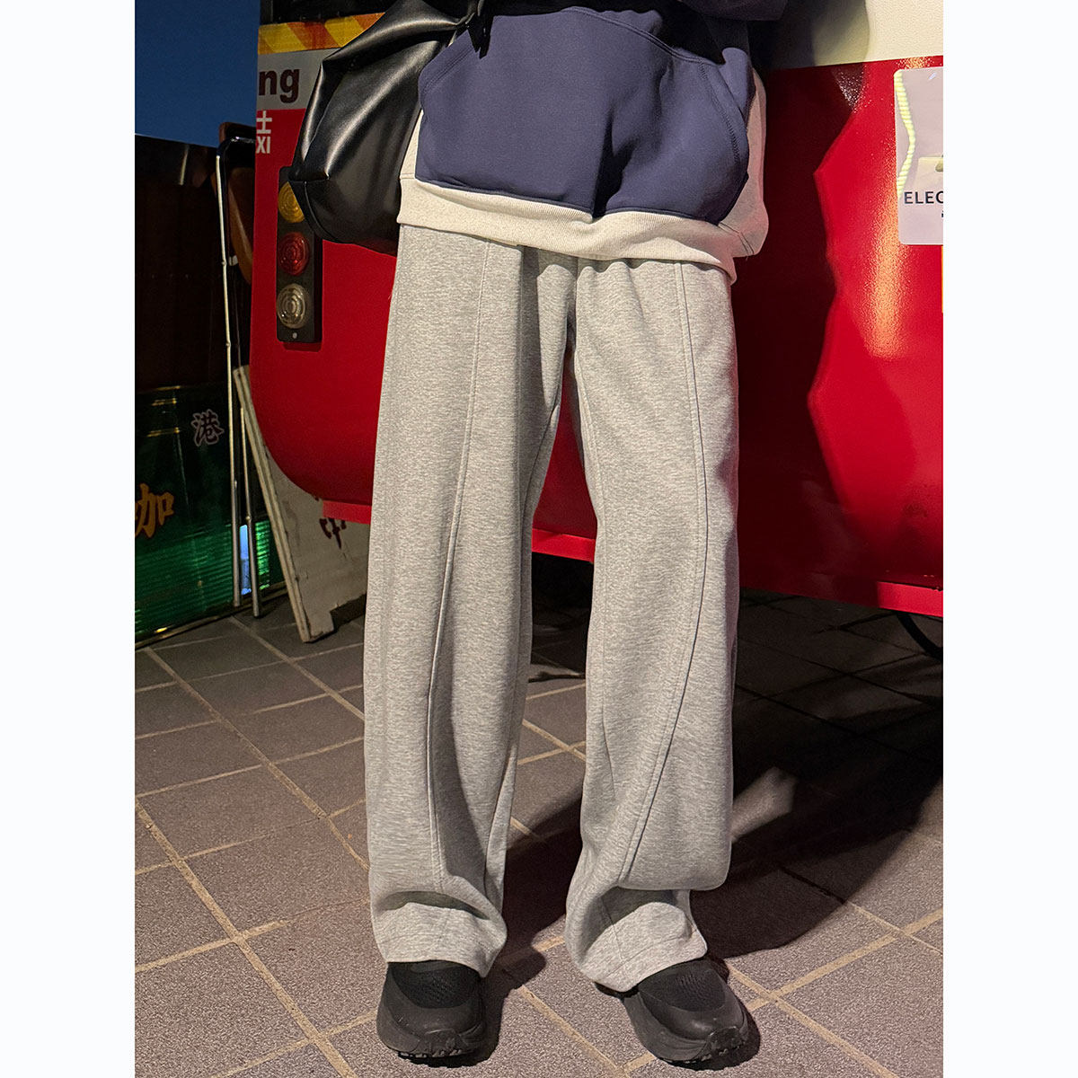 美式解构拼接运动卫裤男款裤子秋冬季百搭休闲裤时尚直筒休闲长裤