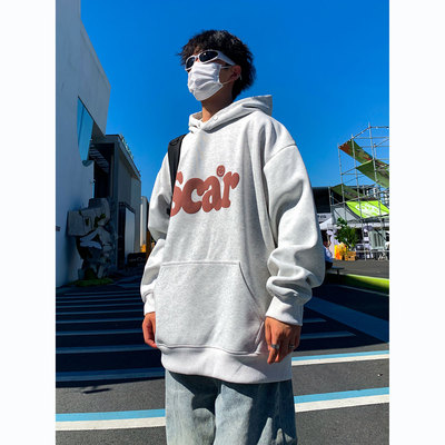于朦胧同款秋季发泡印连帽卫衣男士潮流春秋装时尚帅气情侣款外套