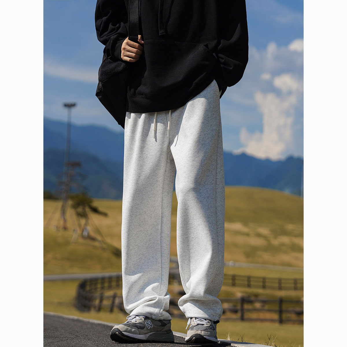 青港的风秋季裤子男士潮流百搭宽松直筒秋冬学生休闲时尚运动卫裤