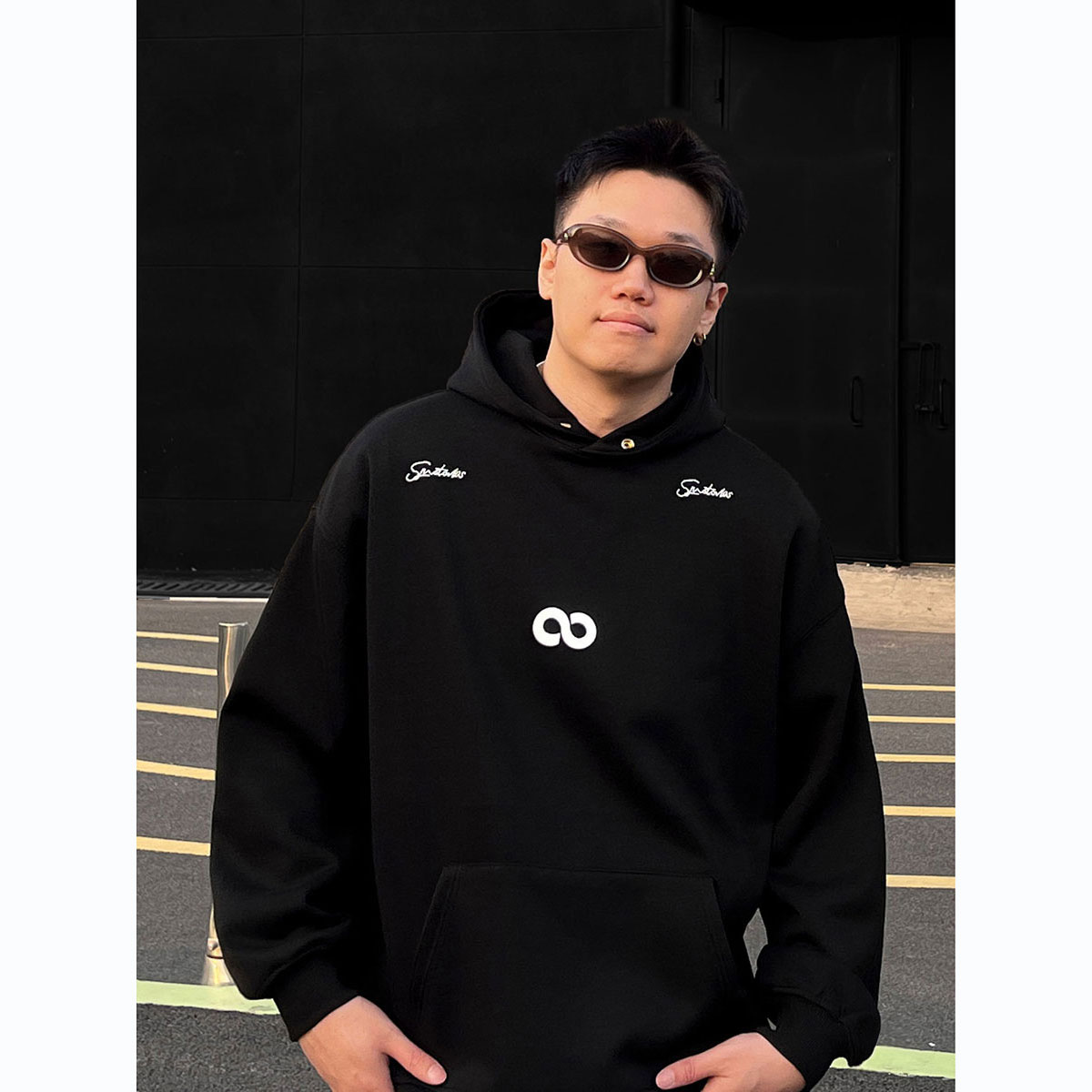 冬季美式加绒加厚连帽卫衣男士秋冬潮流个性时尚印花学生情侣外套