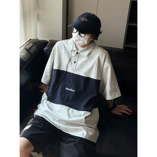 T恤男生情侣时尚 280G纯棉撞色字母印花短袖 简约上衣 2026新款 夏季