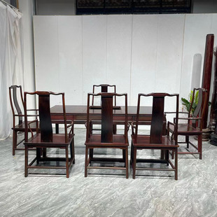 红木家具黑酸枝明式泡茶桌七件套阔叶黄檀明清古典仙作榫卯茶桌