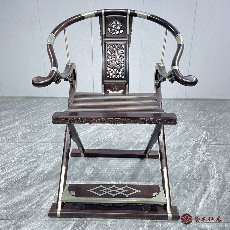 正宗印度小叶紫檀头把交椅红木麒麟交椅实木紫檀将军椅交红木家具
