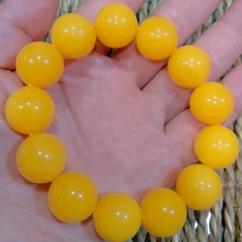 特价波罗的满蜜海鸡油黄蜜蜡手串圆珠有流淌纹琥珀单圈手链浮盐水