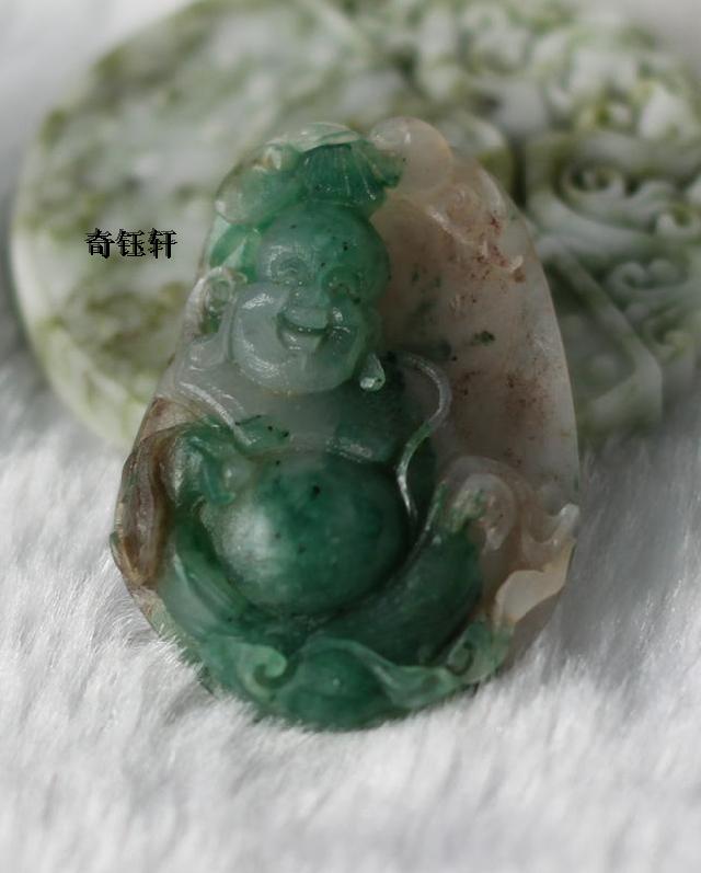 【奇钰轩】南阳独山玉老坑天蓝独山玉挂件吊坠---佛