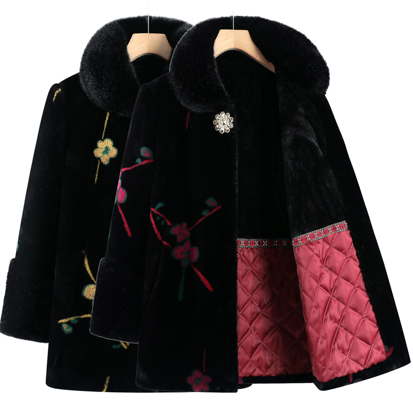 妈妈高贵冬装大衣中老年女装奶奶水貂绒外套中长款老人冬季上衣服