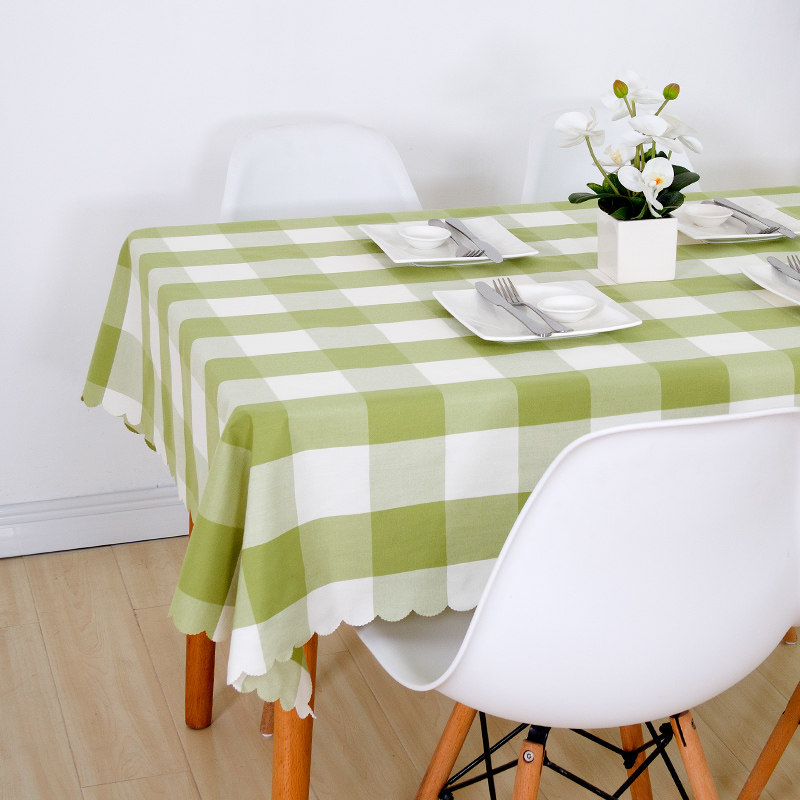 地中海风格桌布布艺ins风八仙桌正方形家用格子小方格布料歺桌布