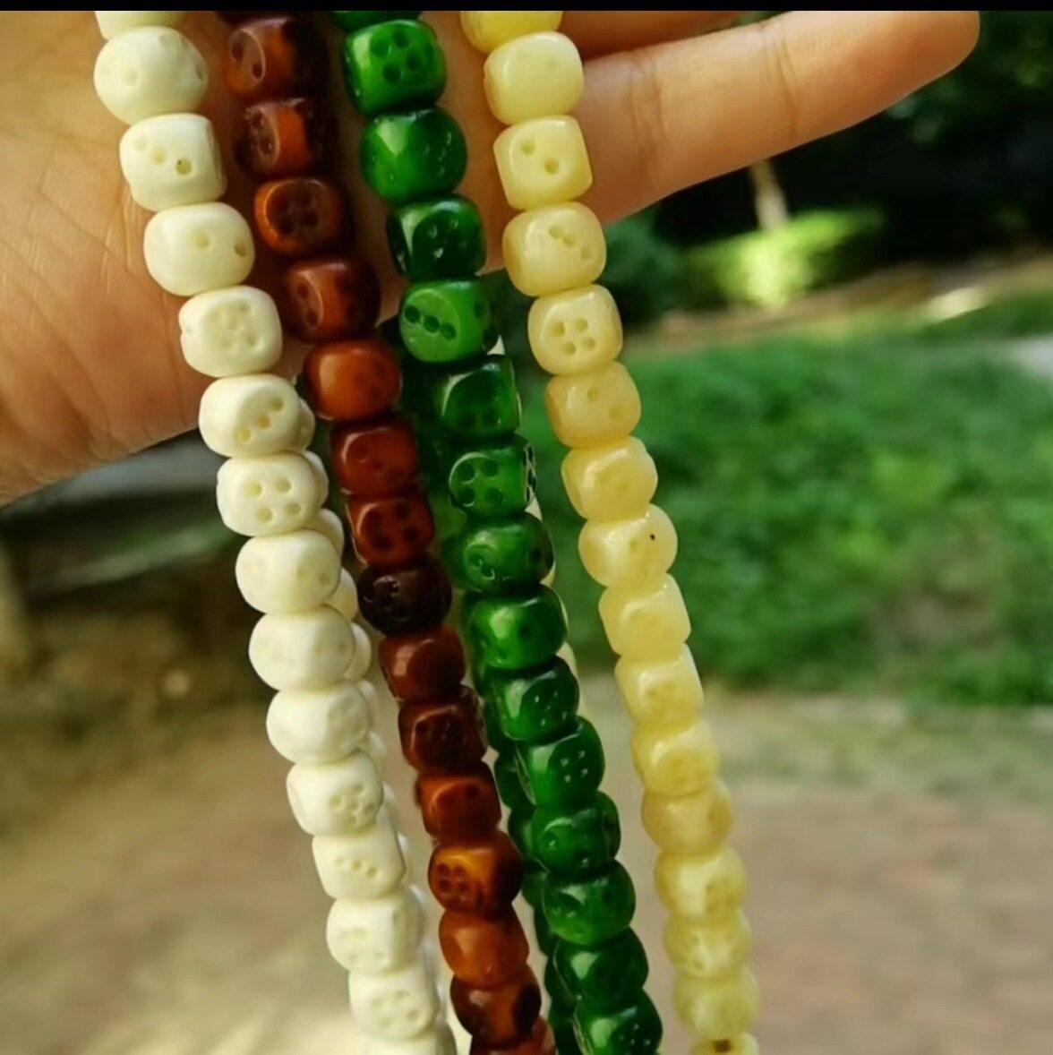 天然骆驼骨108颗雕刻骰子老牛鹿骨佛珠手串民族风文玩念珠手项链