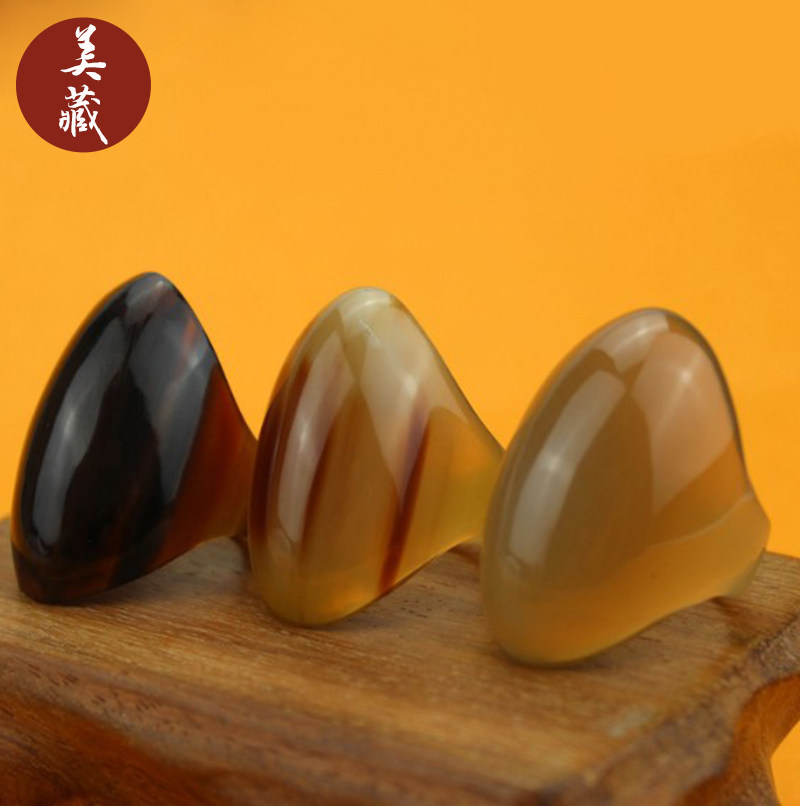 西藏牦牛角戒指 纯天然手工制作男女款扳指 复古民族风高抛光指环