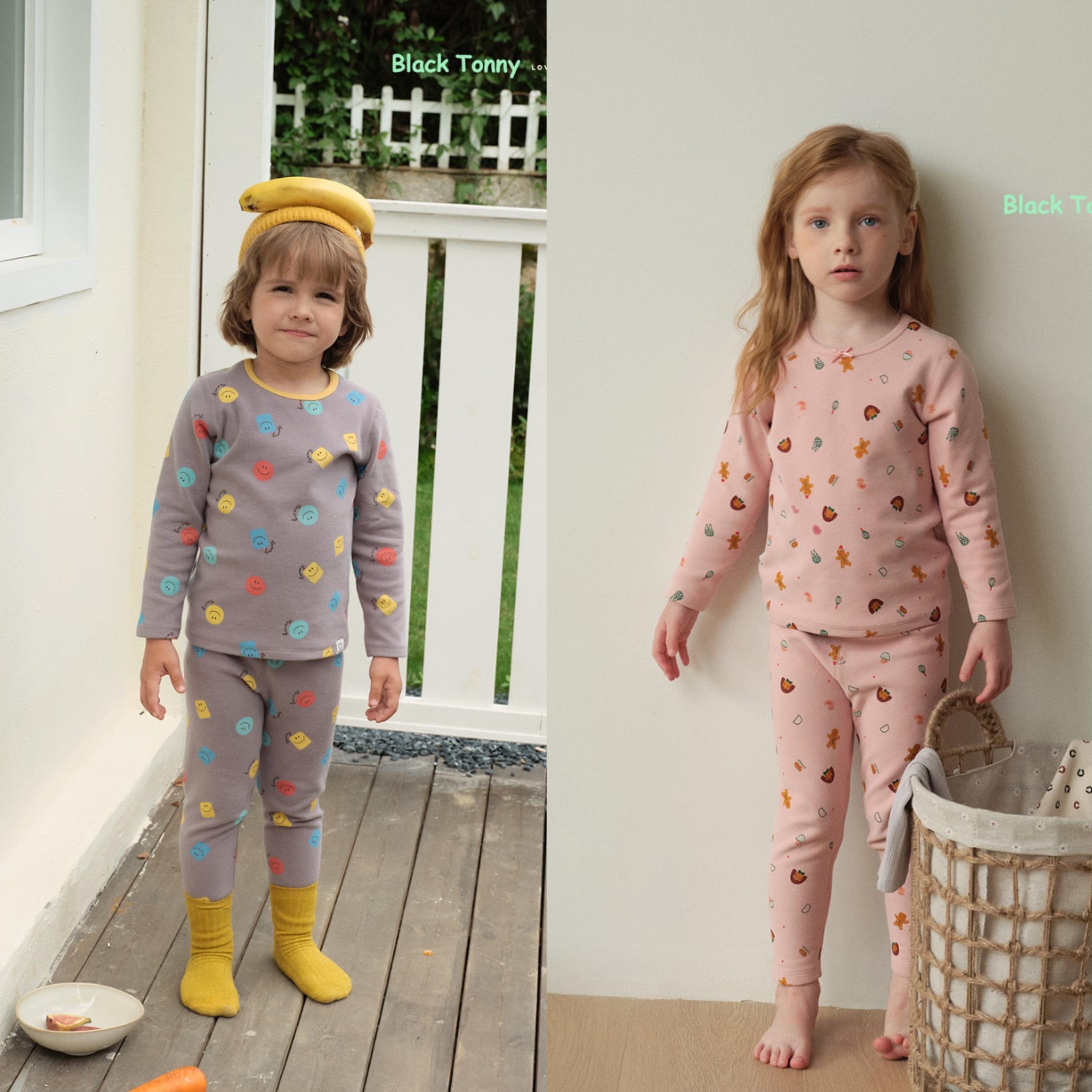 小黑托尼儿童双层热力棉内衣套装