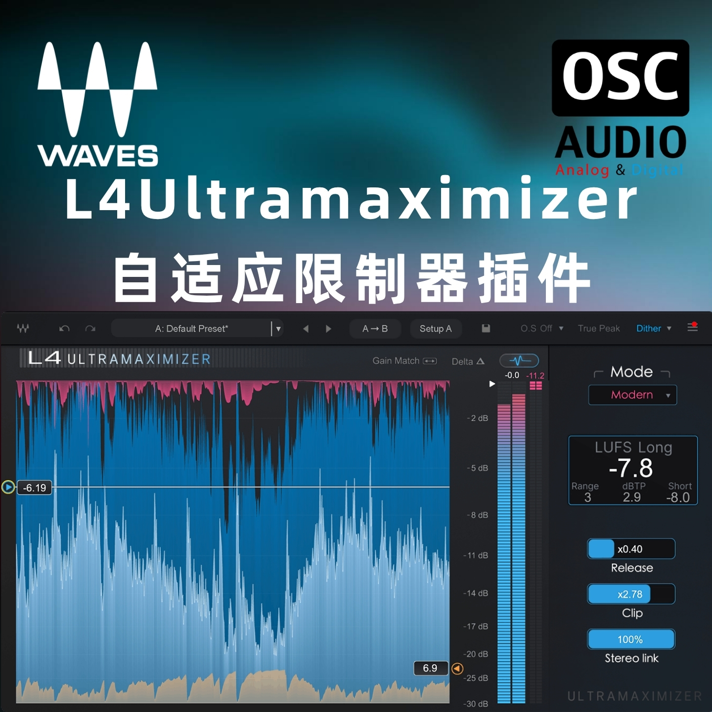 Waves L4 Ultramaximizer 自适应限制器响度提升母带混音限幅插件