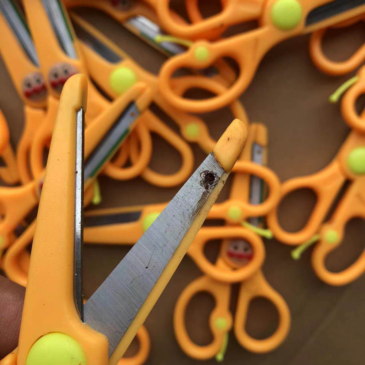 호빵맨 어린이 가위 ANPANMAN 안전 핀치 방지 학생 가위 둥근 머리 플라스틱 손 절단 가위