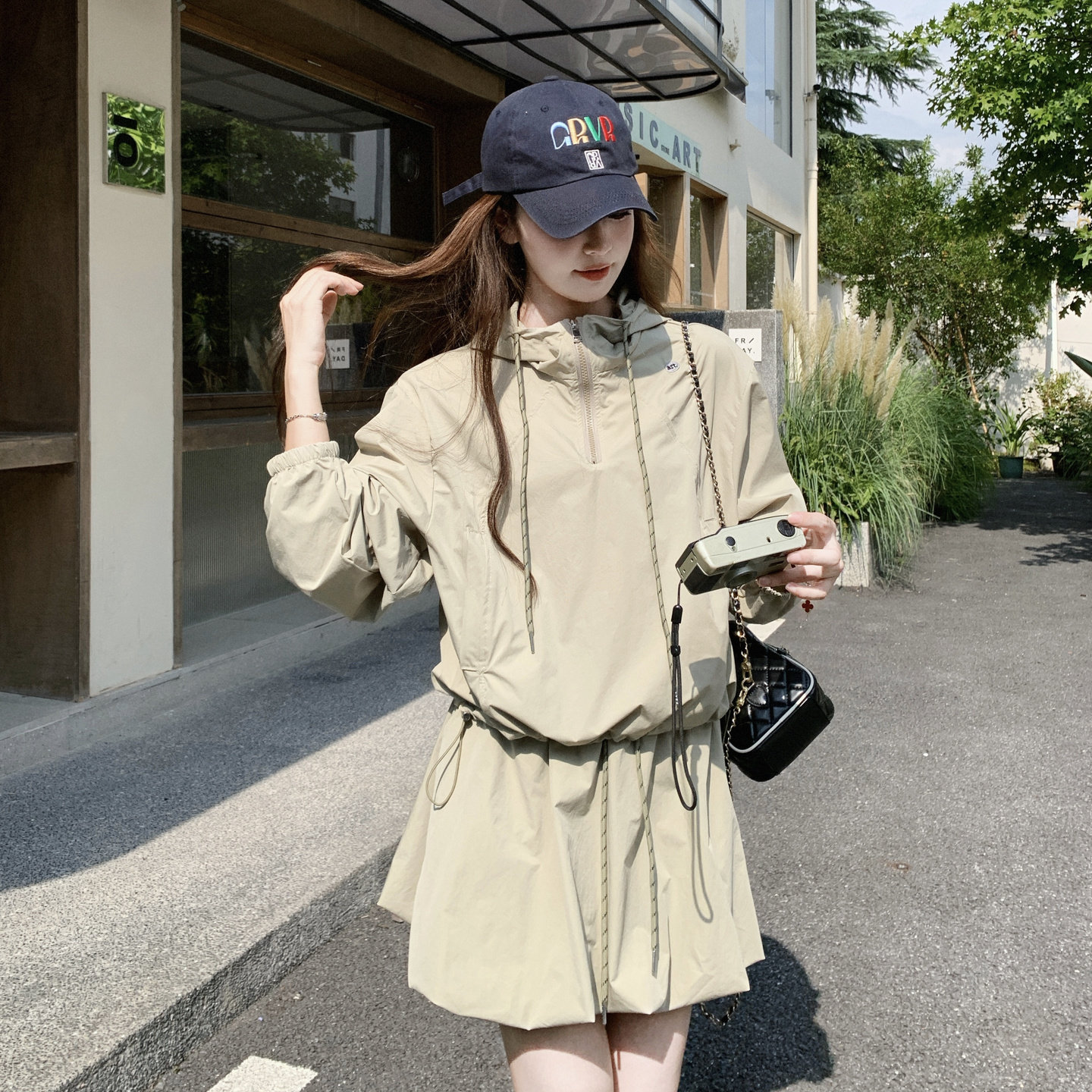 韩系松弛感连帽防晒外套女两件套