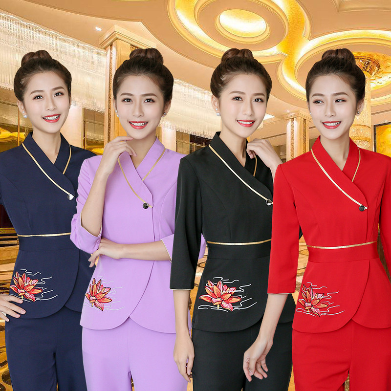 美容院秋季中式技师服图片