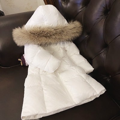 修身加厚女童大毛领羽绒服