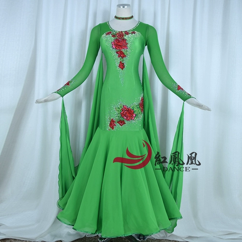 红凤凰 Индивидуальная новая юбка для профессиональной конкуренции современного танца национальная служба национального стандартного игрока танцевать танце